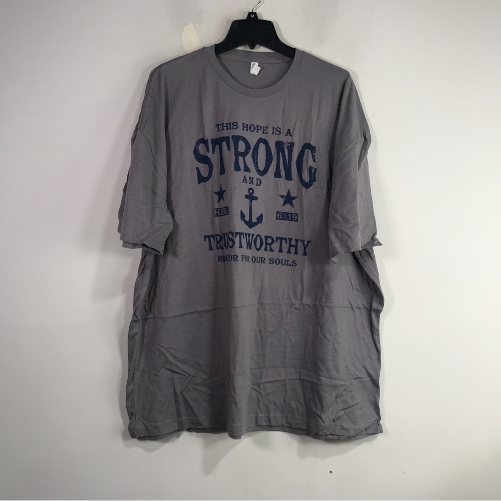 Love in Faith This Hope is a Strong Anchor Tee, Women's Size 3X - Grey/Navy